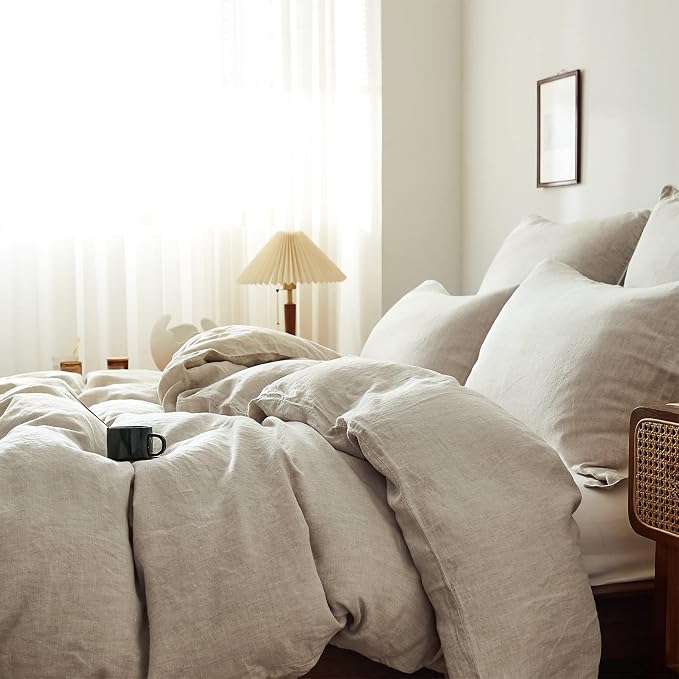 Simple&Opulence 100% Linen Duvet Cover Set 3pcs Basic Style Natural French - Image 7