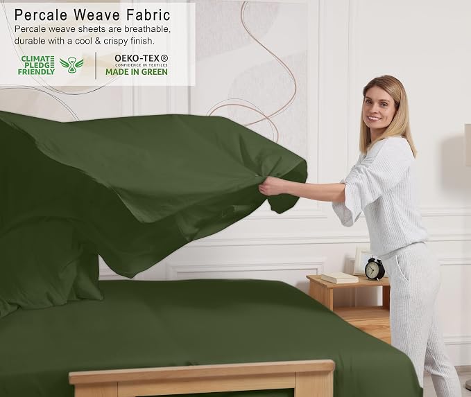 RUVANTI 100% Cotton Sheets – California King Percale Bedding, Cooling & - Image 3