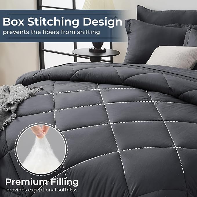 HEVUMYI Oversized Queen Comforter Set Dark Grey - Image 4