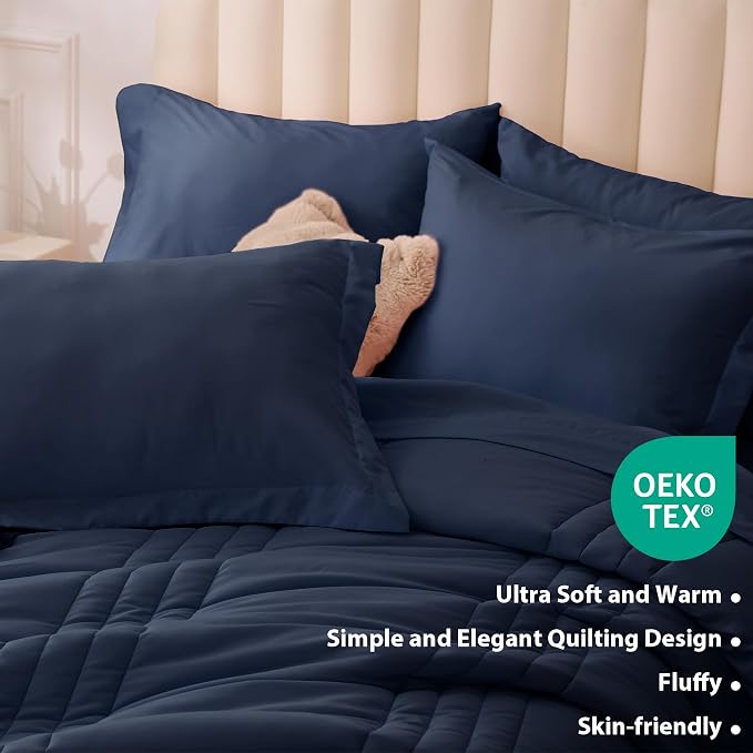 Queen Comforter Set Navy - Image 5