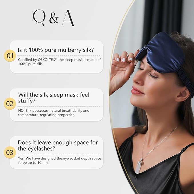 ZIMASILK Adjustable 22 Momme 100% Mulberry Silk Sleep Mask, 3D Contoured Cup - Image 6