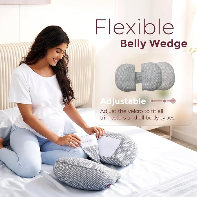 Momcozy Portable Pregnancy Pillow –Memory Foam W Shaped Maternity Great Support - Image 7