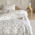 MKXI Garden Floral Duvet Cover Peach Blossom Aesthetic Bedding White Print by MKXI