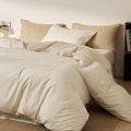 mixinni 3 Piece Washed Cotton Linen Blend Duvet Cover Set Queen Size, Soft by mixinni