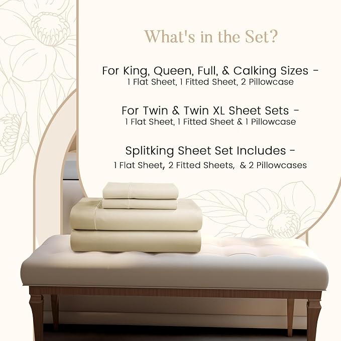 Twin XL 100% Cotton Sheets For Twin Bed, 800TC Sateen Weave 3PC Fully - Image 2