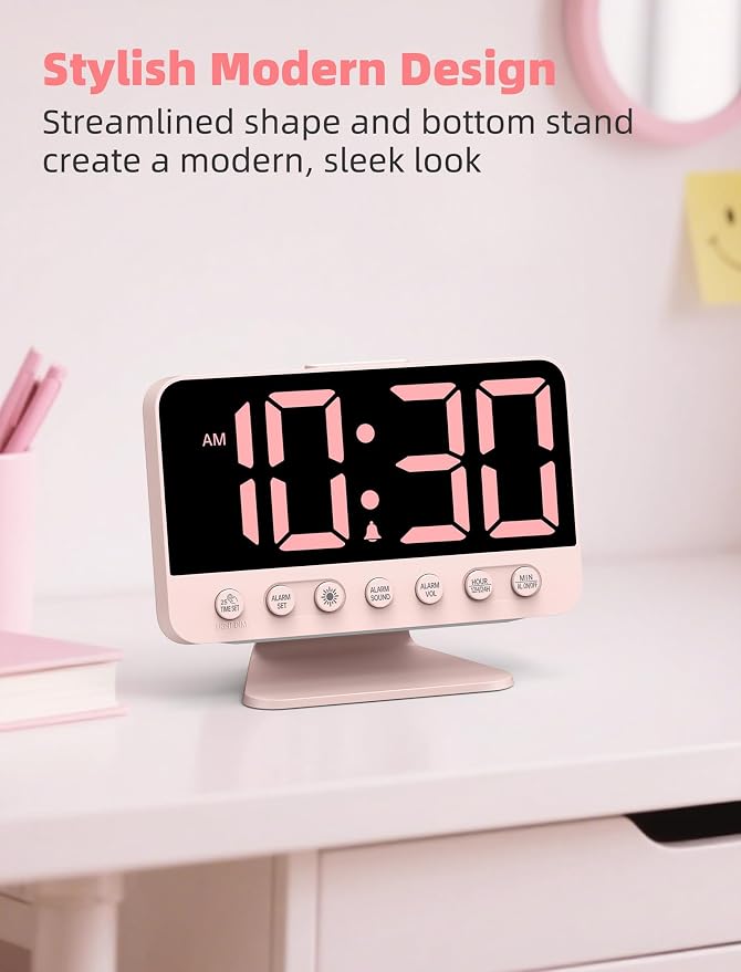 Odokee Digital Alarm Clocks for Bedrooms: Large Bold Number 5 Brightness Dimmer - Image 8