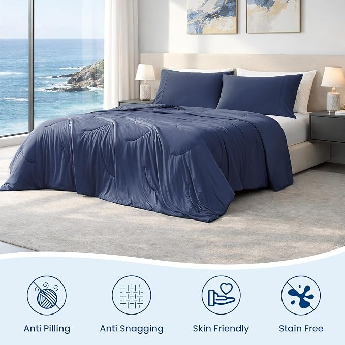 Cozy Bliss Cooling Comforter King Size, Reversible Lightweight Cooling Blankets - Image 6