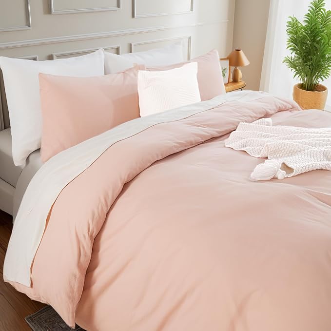 NEXHOME PRO Duvet Cover Set Kids Twin Size Linen Feel Textured Organic Natural - Image 5