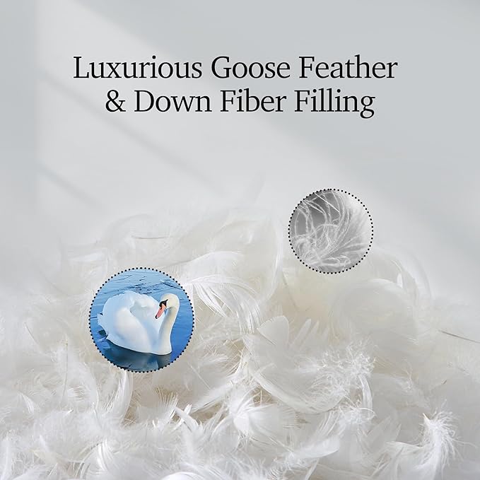 Hotel Grand White Goose Feather Down Fiber Comforter Queen Size, 100% Cotton - Image 2