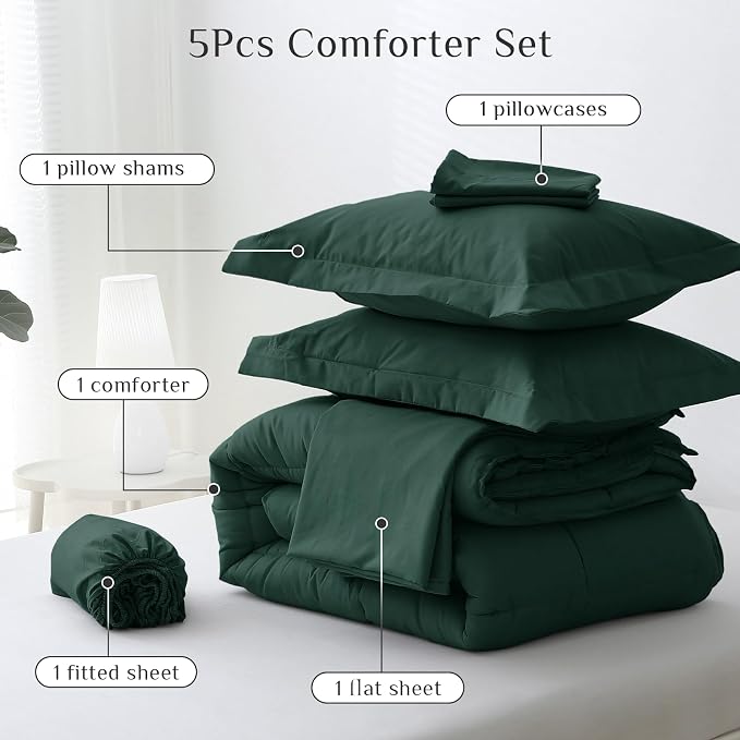 JOLLYVOGUE Twin Comforter Set, Ultra-Soft Bed in a Bag Twin Size 5 Pieces - Image 5