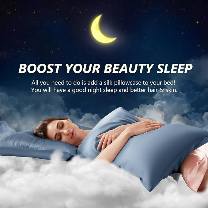Silk Pillow Cases 2 Pack Queen Size Mulberry Silk Pillowcase Set of 2 - Image 3