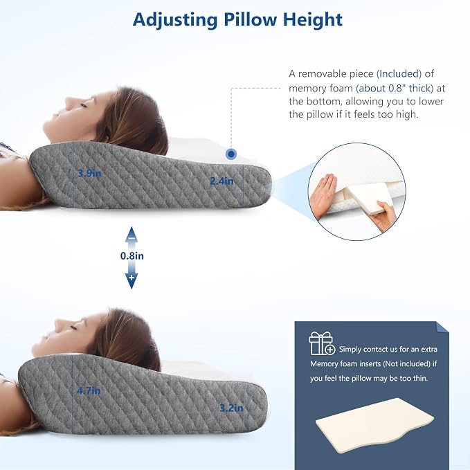ZAMAT Memory Foam Pillow for Neck Pain Relief, Adjustable Ergonomic Cervical - Image 4