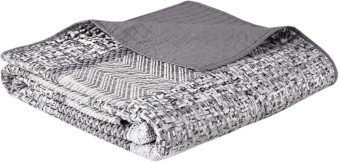 Madison Park Queen Quilt Set Lustrous Jacquard & Glitter Accent Coverlet Set - Image 10