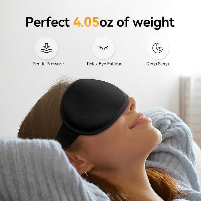 Blackout Sleep Mask for Men & Women: Weighted 3D Contoured Night Eye Cover - Image 2