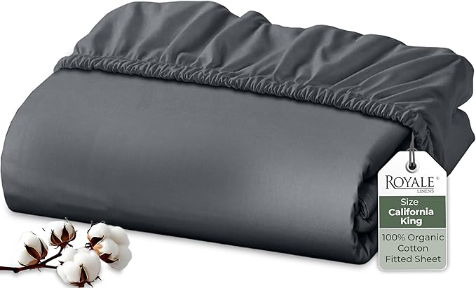 Royale Linens 100% Organic Cotton Fitted Sheet by ROYALELINENS