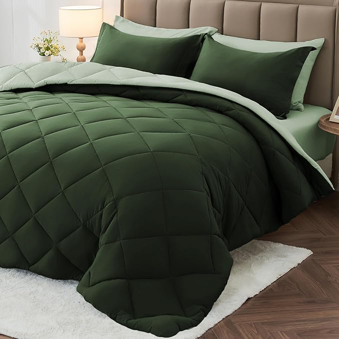 MUXHOMO 7 Pieces Oversized Queen Comforter Set, Reversible Bed in a Bag by MUXHOMO