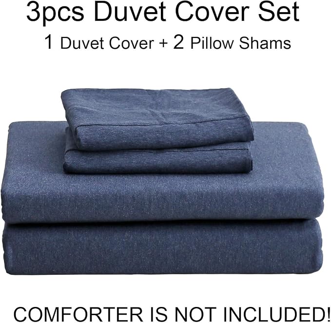 PURE ERA Jersey Knit Duvet Cover Set 100% T-Shirt Cotton Super Soft Comfy 3pc - Image 7
