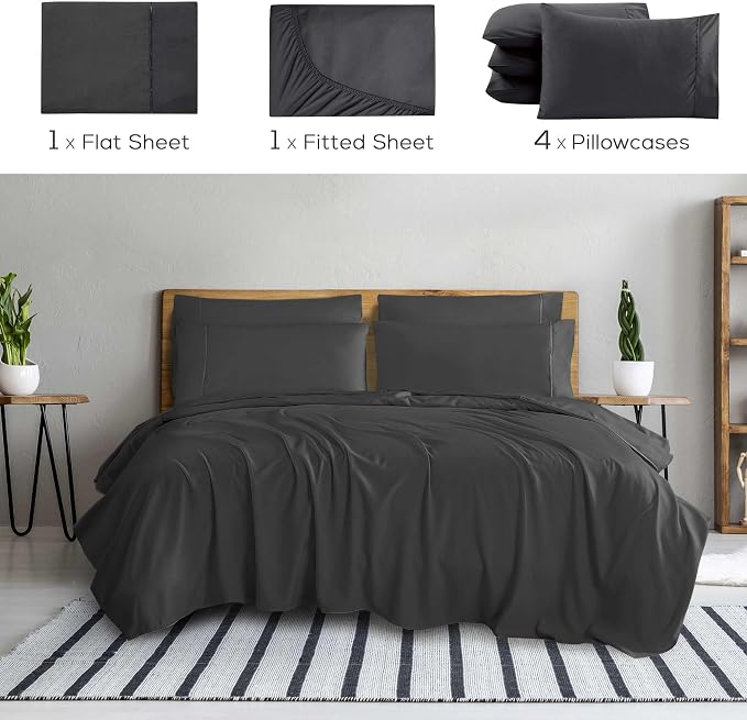 Mueller Ultratemp Bed Sheets Set, Super Soft 1800, 6 Piece California King - Image 2