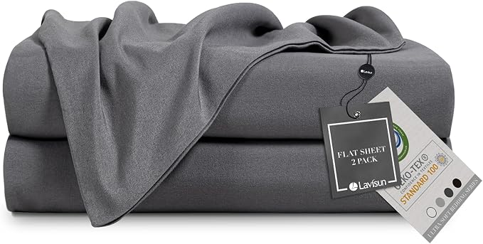 Lavisun Full Flat Sheets 2 Pack, Hotel Quality Flat Bed Sheets, Brushed by Lavisun