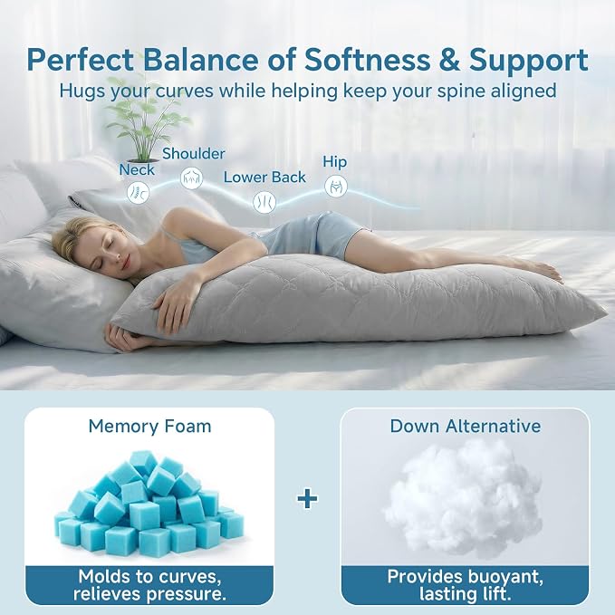 BEDELITE Cooling Body Pillow for Adults, Creative Ultra Soft Cool-Touch Quilted - Image 4
