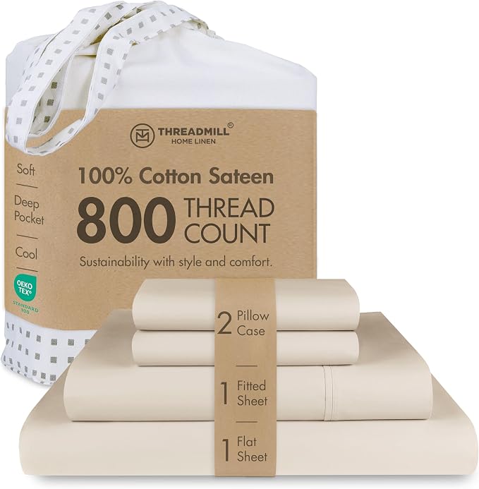 Threadmill Luxury 800 Thread Count Queen 100% Cotton Sheets by ThreadmillHomeLinen
