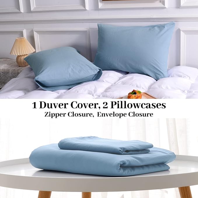 NEXHOME PRO Duvet Cover Set 100% Washed Cotton California Kingn 104"x98" - Image 9