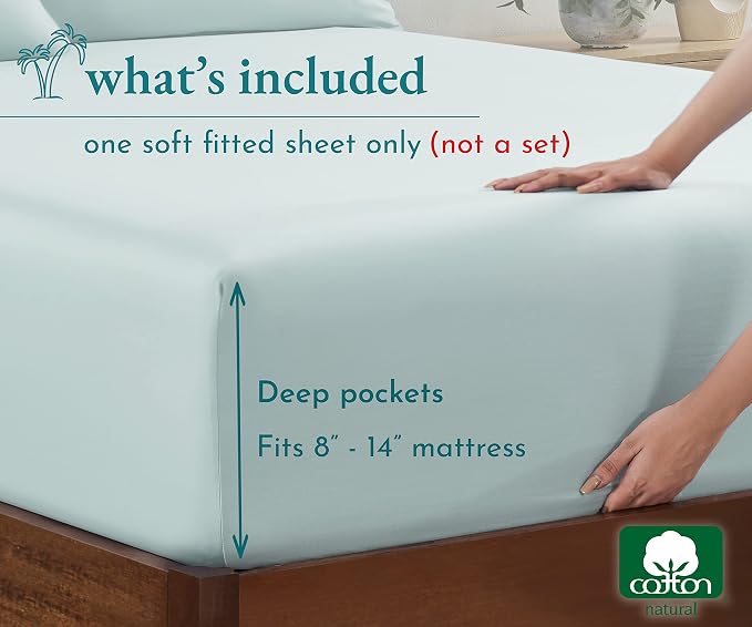 California Design Den Soft 100% Cotton Full Fitted Sheet Only, Deep Pocket - Image 4