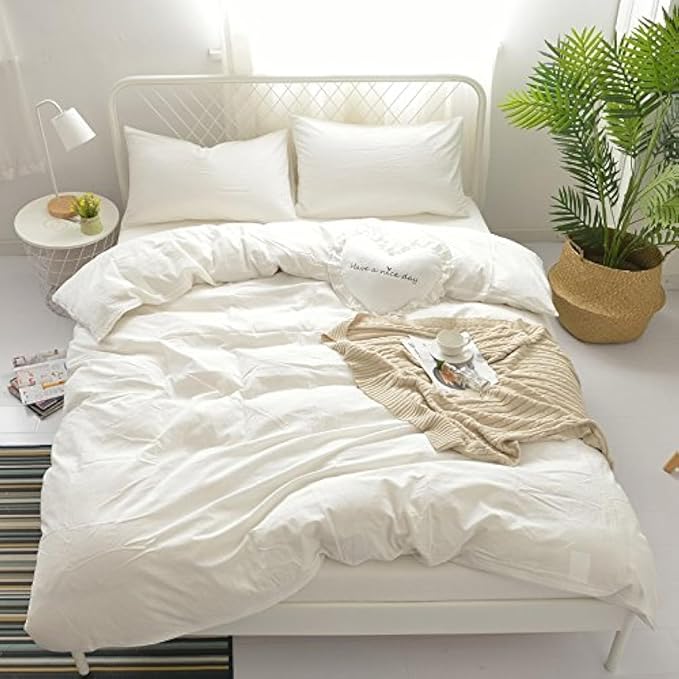 100% Washed Cotton Duvet Cover Bedding Set, Comfortable, Breathable, Soft and by Rural+Dandelion