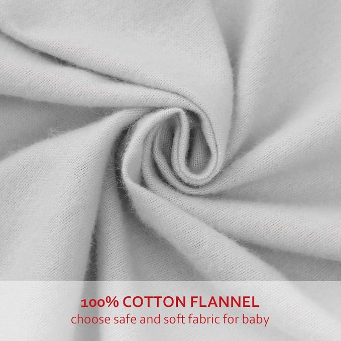 Pack and Play Sheets 2 Pack, 100% Cotton Flannel, Fitted Portable Mini Crib - Image 2