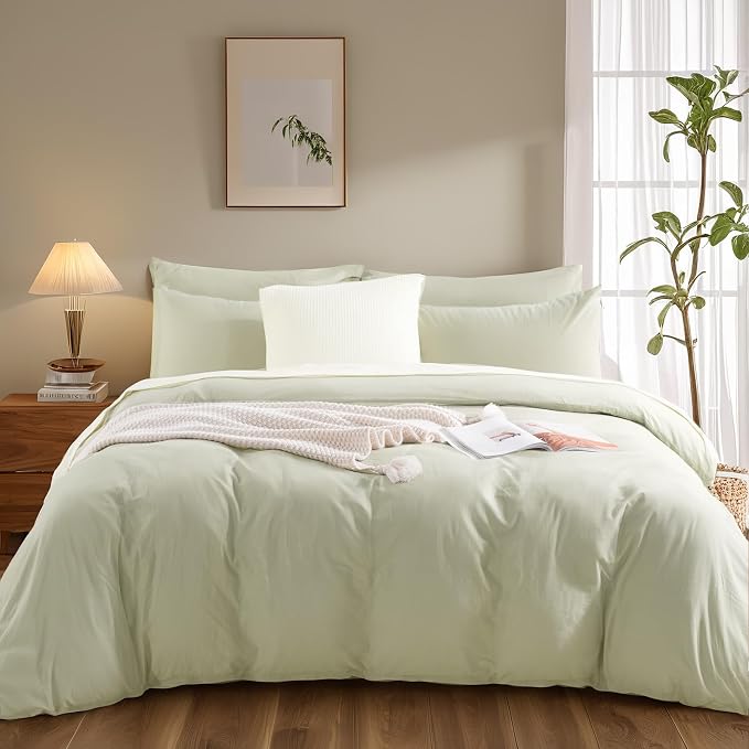 NEXHOME PRO Duvet Cover Set California King Linen Feel Textured Organic Natural - Image 2