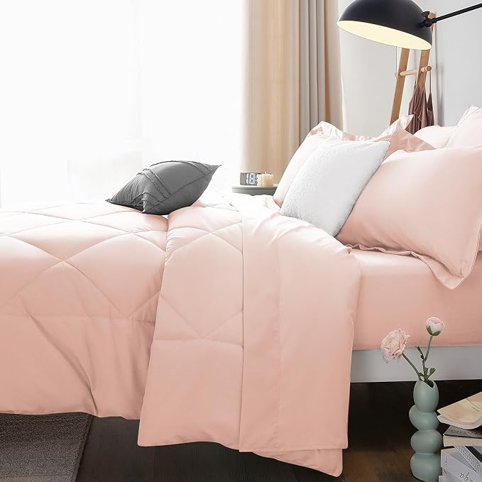 CozyLux King Size Comforter Set Blush Pink - Image 8