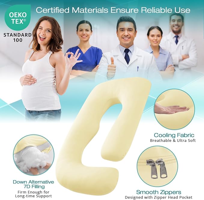 Sasttie Pregnancy Pillows for Sleeping, U Shaped Cooling Full Body Pregnancy - Image 3