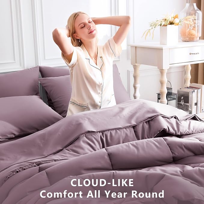 CozyLux King Size Comforter Set Dusty Purple, 7 Pieces Bed in a Bag, Bedding Set - Image 4
