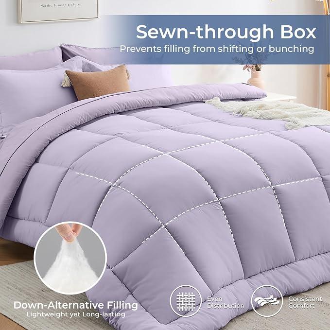 Sasttie Queen Comforter Set, 7 Pieces Bed in a Bag Queen, Complete Bedding Set - Image 3