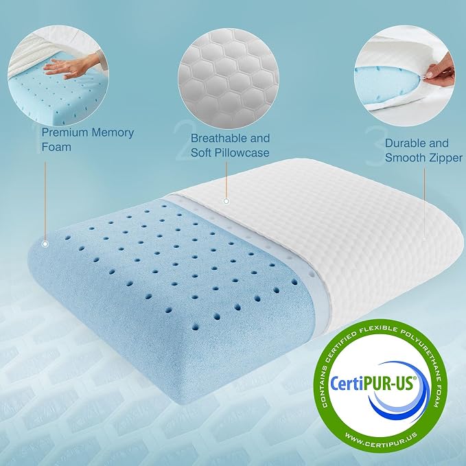 DUMOS Memory Foam Pillows for Sleeping 2 Pack, Bed Pillows for Adults - Image 4