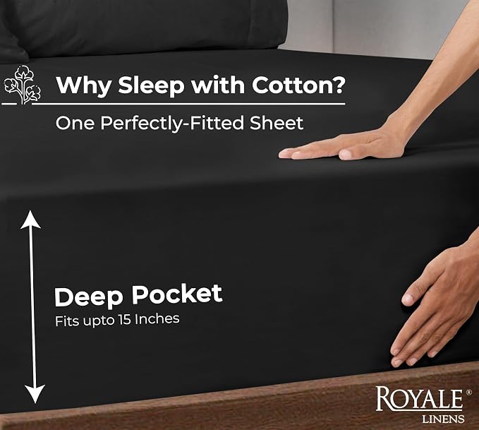 Royale Linens 100% Organic Cotton Fitted Sheet - Image 2