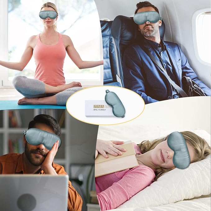 ZIMASILK Adjustable 22 Momme 100% Mulberry Silk Sleep Mask, 3D Contoured Cup - Image 7