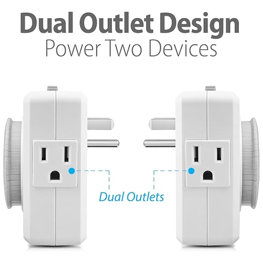 Fosmon Outlet Timers for Electrical Outlets, 24-Hour Dual Plug in Light Timers - Image 4