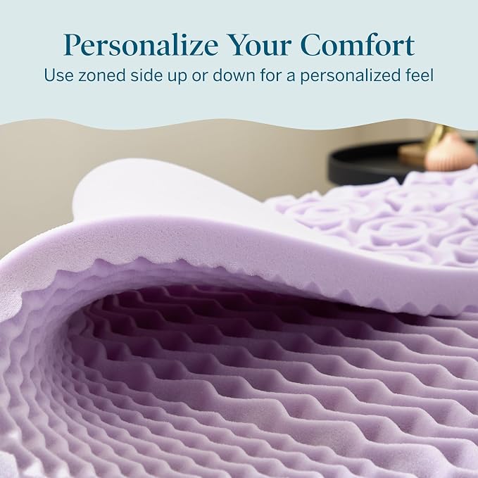 LUCID Lavender Infused 2 Inch Memory Foam Mattress Topper - Image 5