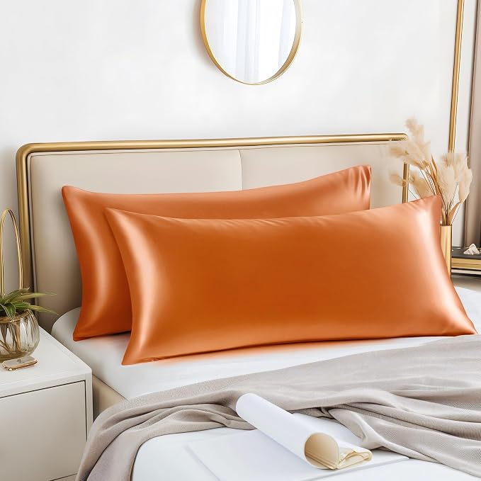 BEDELITE Satin Body Pillow Cover 2 Pack, Super Soft and Cooling Body Pillow - Image 2