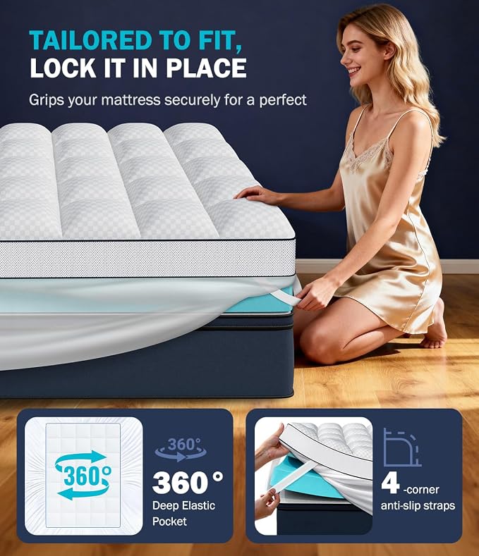 Dual Layer 4 Inch Memory Foam Mattress Topper Queen Size, CertiPUR-US Mattress - Image 3
