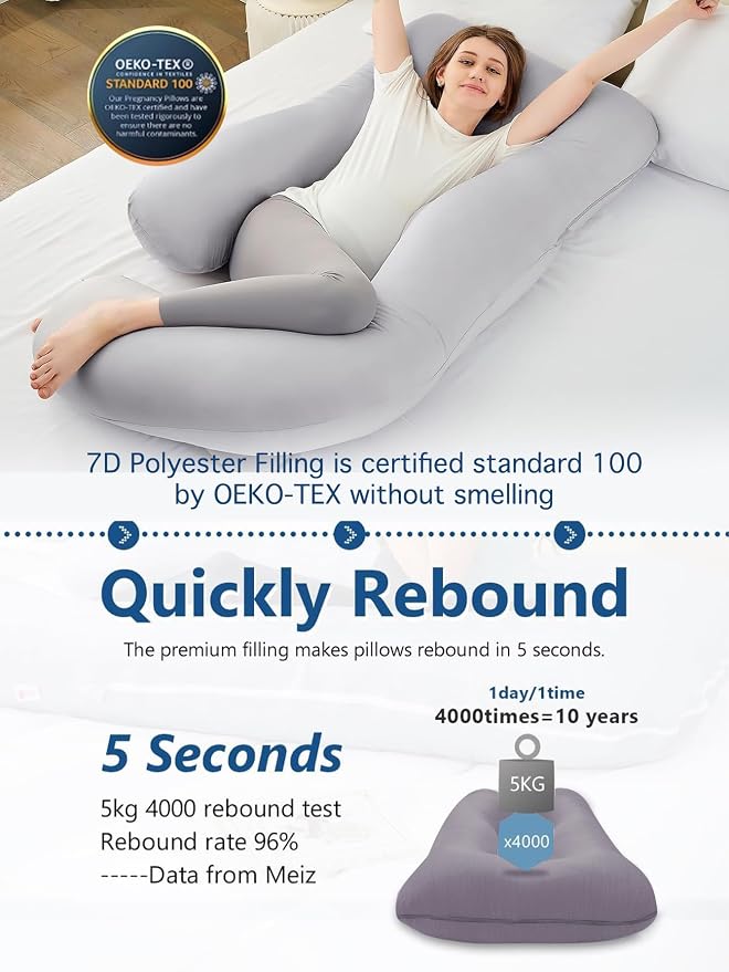 ZZZhen Pregnancy Pillow for Sleeping, G Shaped Maternity Pillow - Image 5