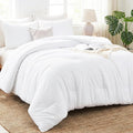 CozyLux Full Size Comforter Set White, 3 Pieces Solid Breathable Quilted by CozyLux