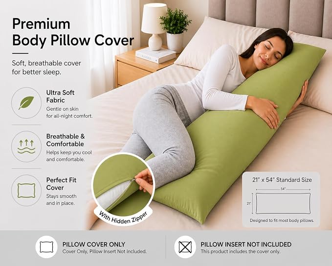 EVOLIVE Body Pillow Cover 21"x54", Ultra Soft Microfiber Pillowcase - Image 3