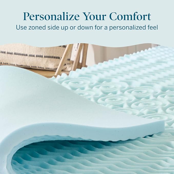 LUCID 2 Inch Gel Memory Foam Mattress Topper, California King size – 5 Zones – - Image 5