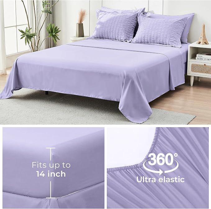 HYMOKEGE Light Purple Twin XL Comforter Set Seersucker 5 Pieces, All Season - Image 7