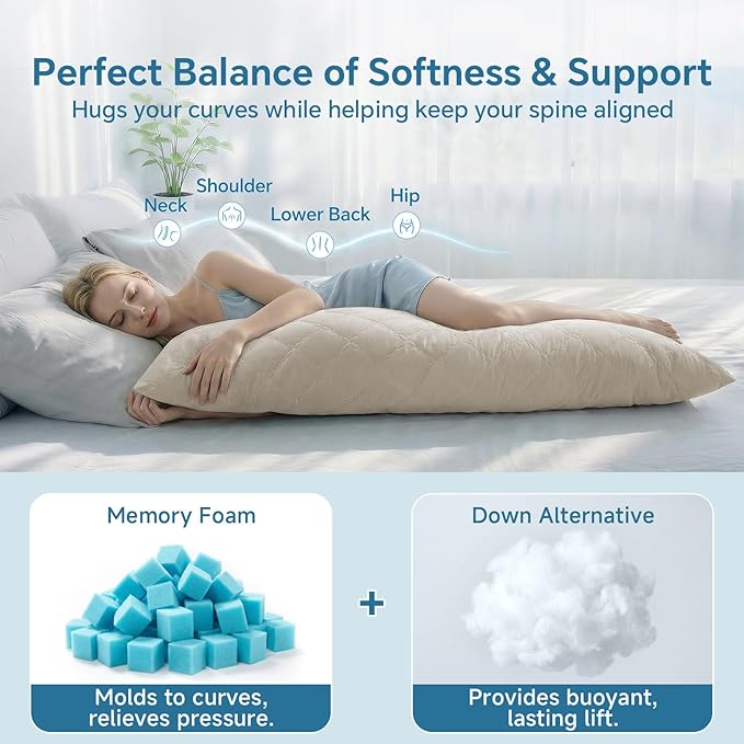 BEDELITE Cooling Body Pillow for Adults, Creative Ultra Soft Cool-Touch Quilted - Image 4