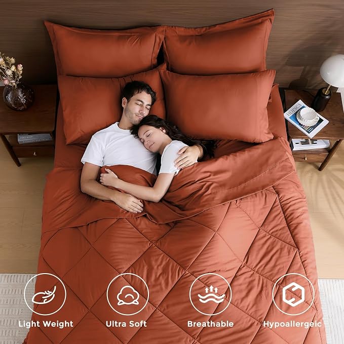 HEVUMYI Burnt Orange Twin-XL Comforter Set - Image 2
