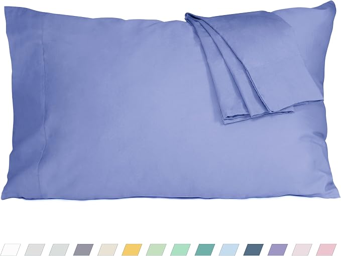 Pillow Cases, Standard Queen Size Cotton Percale Weave Pillowcases, Pre-Shrunk by HOMTEC