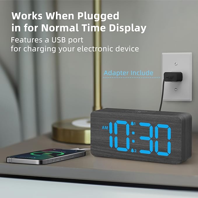 uscce Wooden Digital Alarm Clocks - Image 3